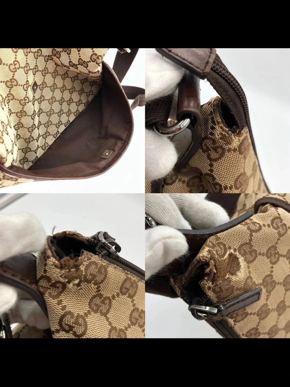 Gucci Brown/Beige GG Canvas Messenger Bag for Men